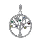 Colorful CZ branches Tree of Life Necklace