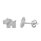 CZ Encrusted Dog Stud Earrings