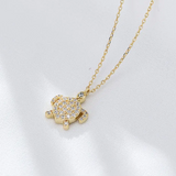 CZ Encrusted Turtle Necklace