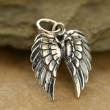 Double Oxidized Angel Wings Necklace