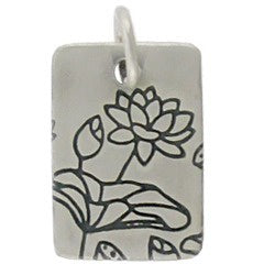 Lotus Print Small Rectangle Necklace