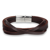 Flat Layered Crossed Leather Bracelet