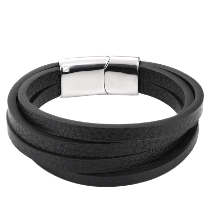Flat Leather Multi-Wrap Bracelet