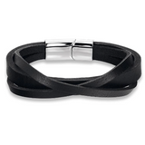 Flat Layered Crossed Leather Bracelet