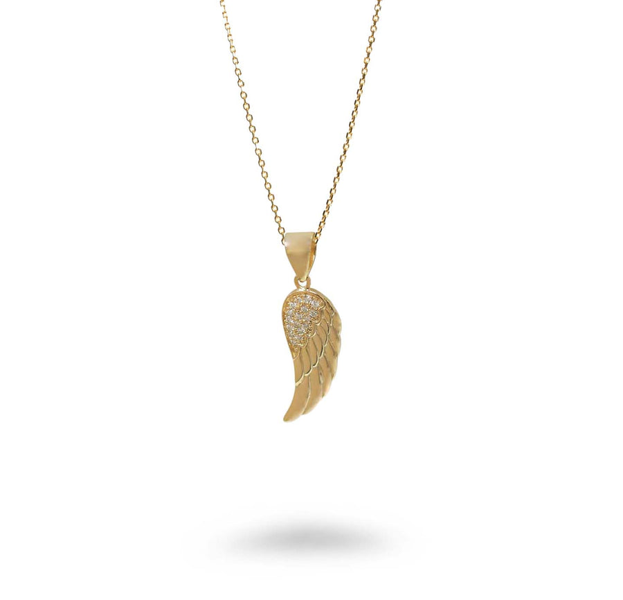 CZ Medium Gold Angel Wing Necklace