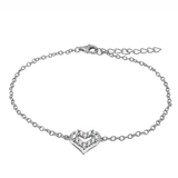 CZ Heart Outline Chain Bracelet