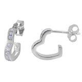 Heart Shaped CZ Hoop Earrings