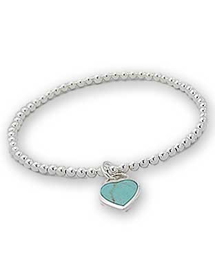 Ball Stretch Bracelet with Turquoise Heart
