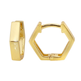 Hexagon Huggie Hoop Earrings