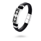 Wide Cross Leather Bracelet