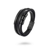 Layered Cylinder Leather Bracelet