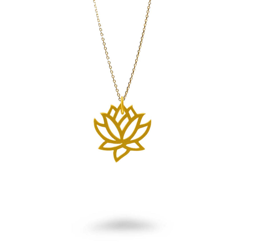 Medium Outline Lotus Flower Necklace
