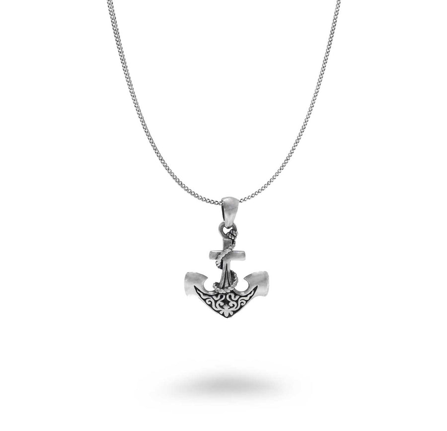 Oxidized Detailed Anchor Necklace