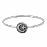 Moon and Star Oxidized Circle Ring