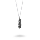 Oxidized Small Feather Slider Necklace
