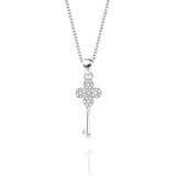 Four CZ Circle Skeleton Key Necklace