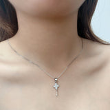 Four CZ Circle Skeleton Key Necklace