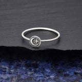 Moon and Star Oxidized Circle Ring