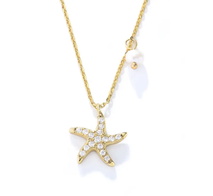 CZ Encrusted Starfish Necklace