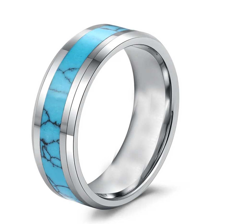 Turquoise Inlay Tungsten Ring