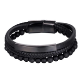 Leather with Bar and Bead Bracelet