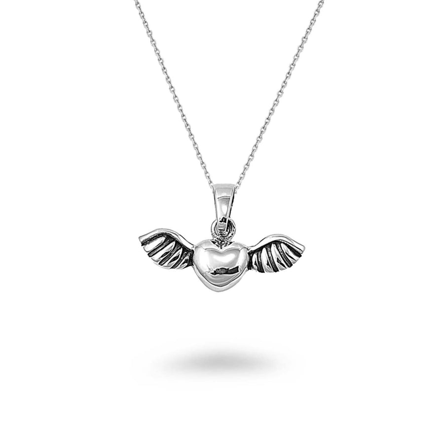 Winged Puff Heart Necklace