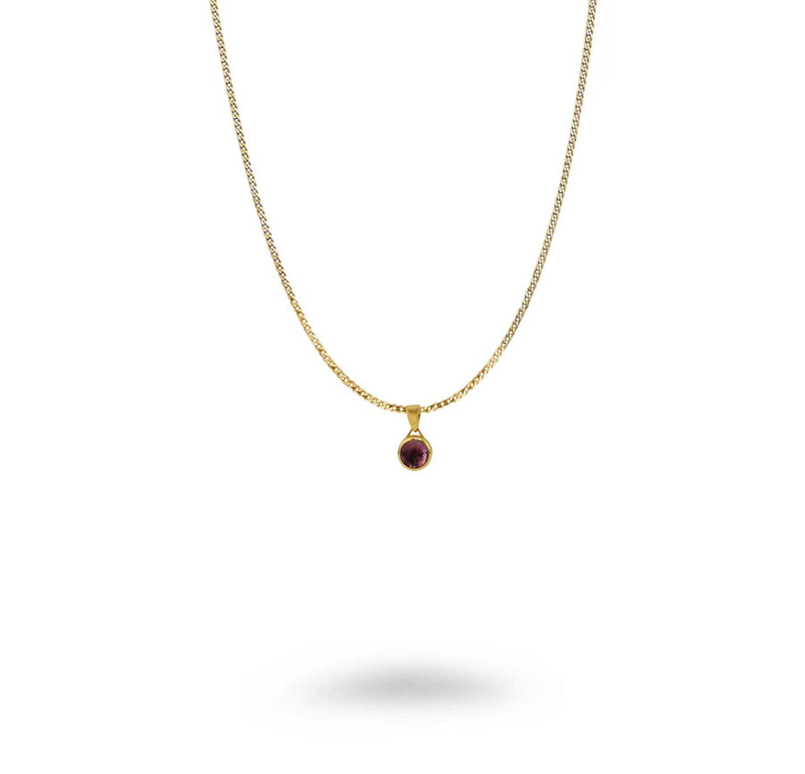 10KT Bezel Semi-Precious Pendant Necklace