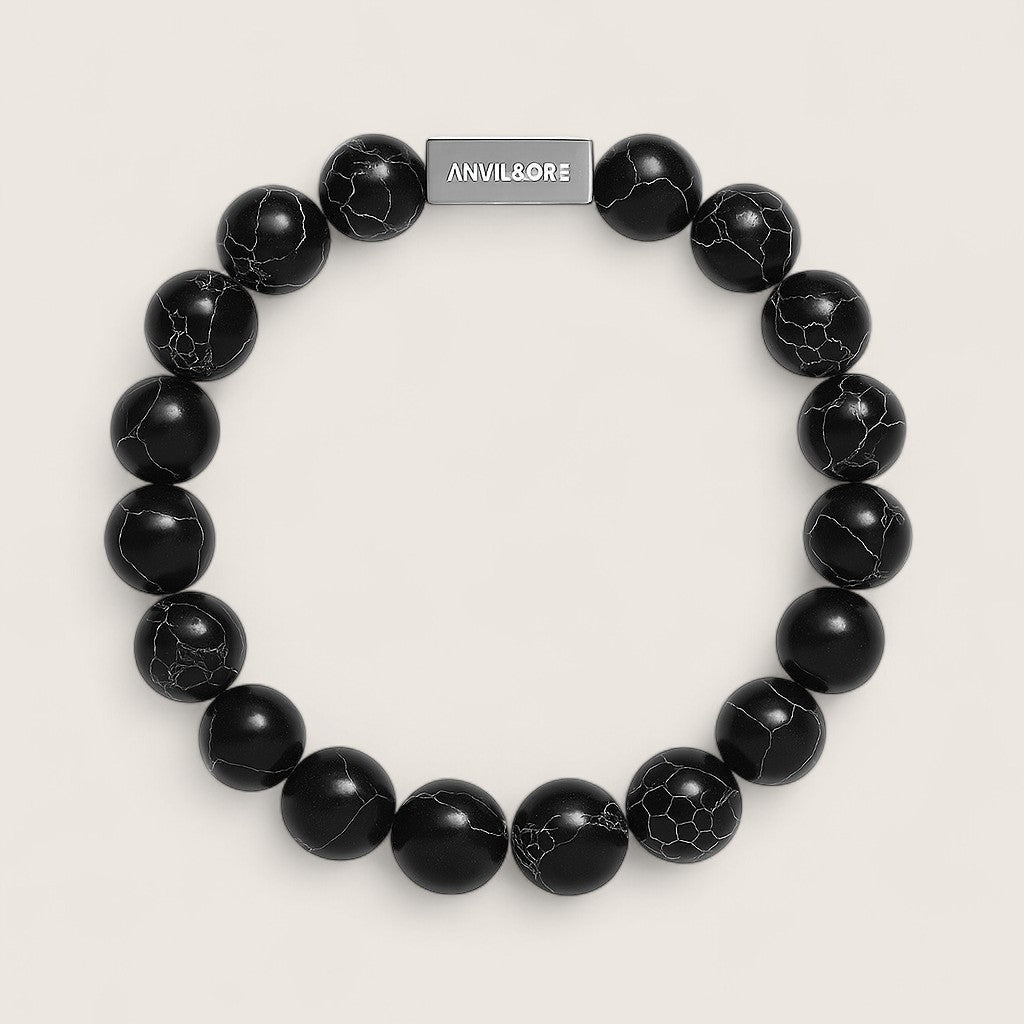 The Obsidian Vein – Black Turquoise Bracelet