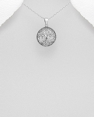 Oxidized Detailed Tree of Life Necklace