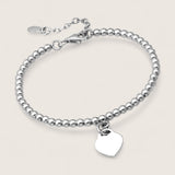 Sterling Silver Bead Bracelet with Engravable Heart