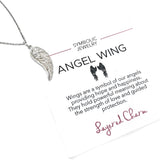 Silver Textured Angel Wing Necklace