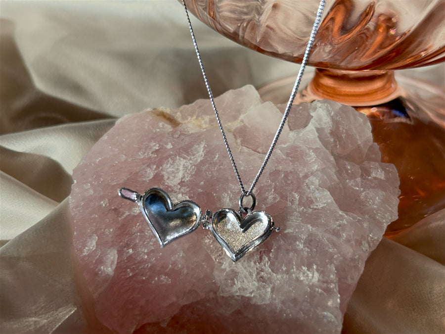 Hammered Heart Locket Necklace
