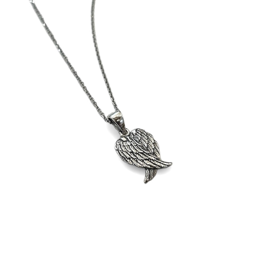 Oxidized Crossed Angel Wings Necklace