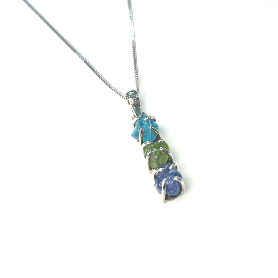 Aquamarine, Peridot, Tanzanite Necklace