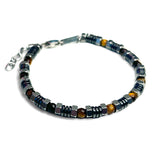 Steel & Gemstone Patterned Chain Bracelet