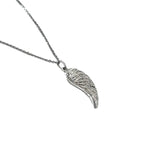 Silver Textured Angel Wing Necklace