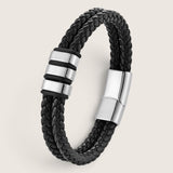 Double Braid Banded Accent Leather Bracelet