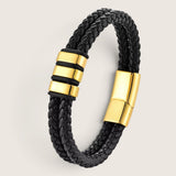 Double Braid Banded Accent Leather Bracelet