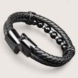 Pathfinder Leather & Stone Bracelet