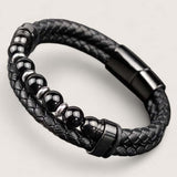 Pathfinder Leather & Stone Bracelet