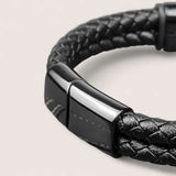 Pathfinder Leather & Stone Bracelet
