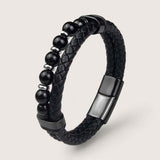 Pathfinder Leather & Stone Bracelet