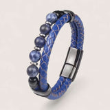Pathfinder Leather & Stone Bracelet