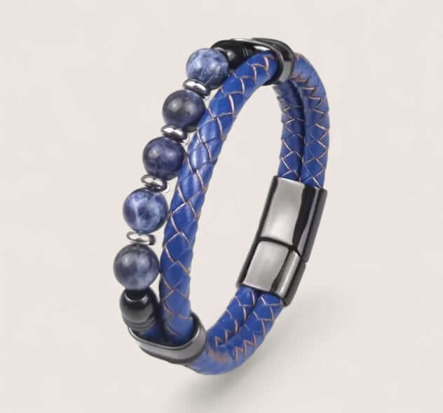 Pathfinder Leather & Stone Bracelet