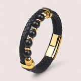 Pathfinder Leather & Stone Bracelet
