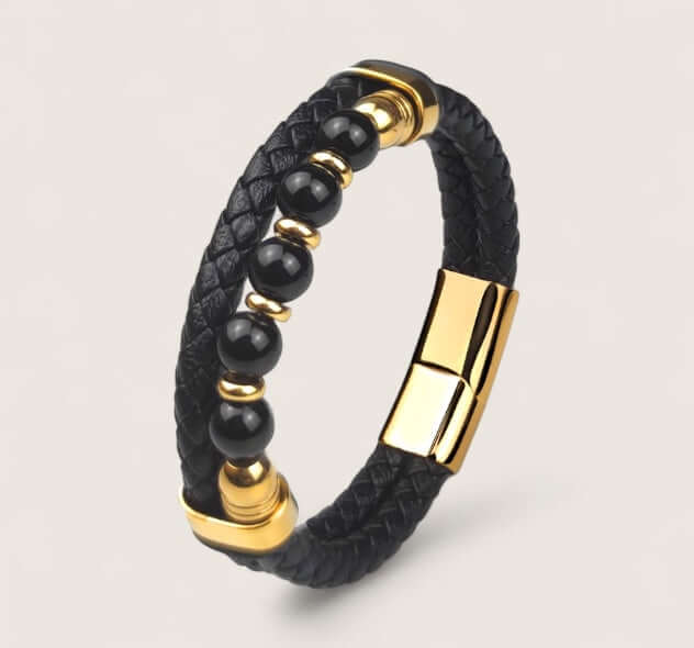 Pathfinder Leather & Stone Bracelet