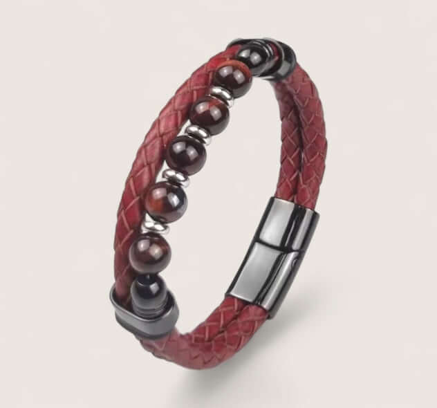 Pathfinder Leather & Stone Bracelet