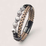 Pathfinder Leather & Stone Bracelet