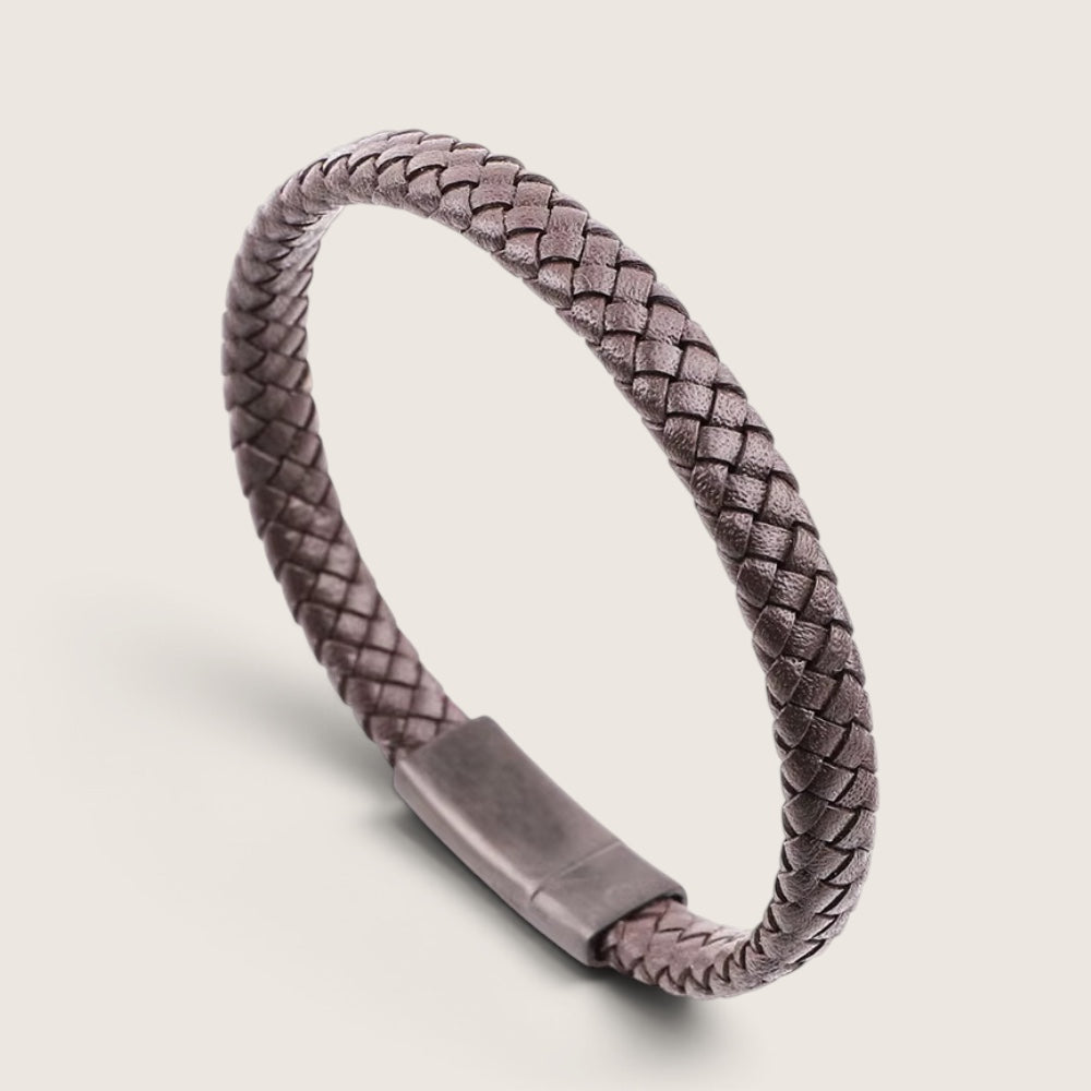 Flat Leather Braided Bracelet