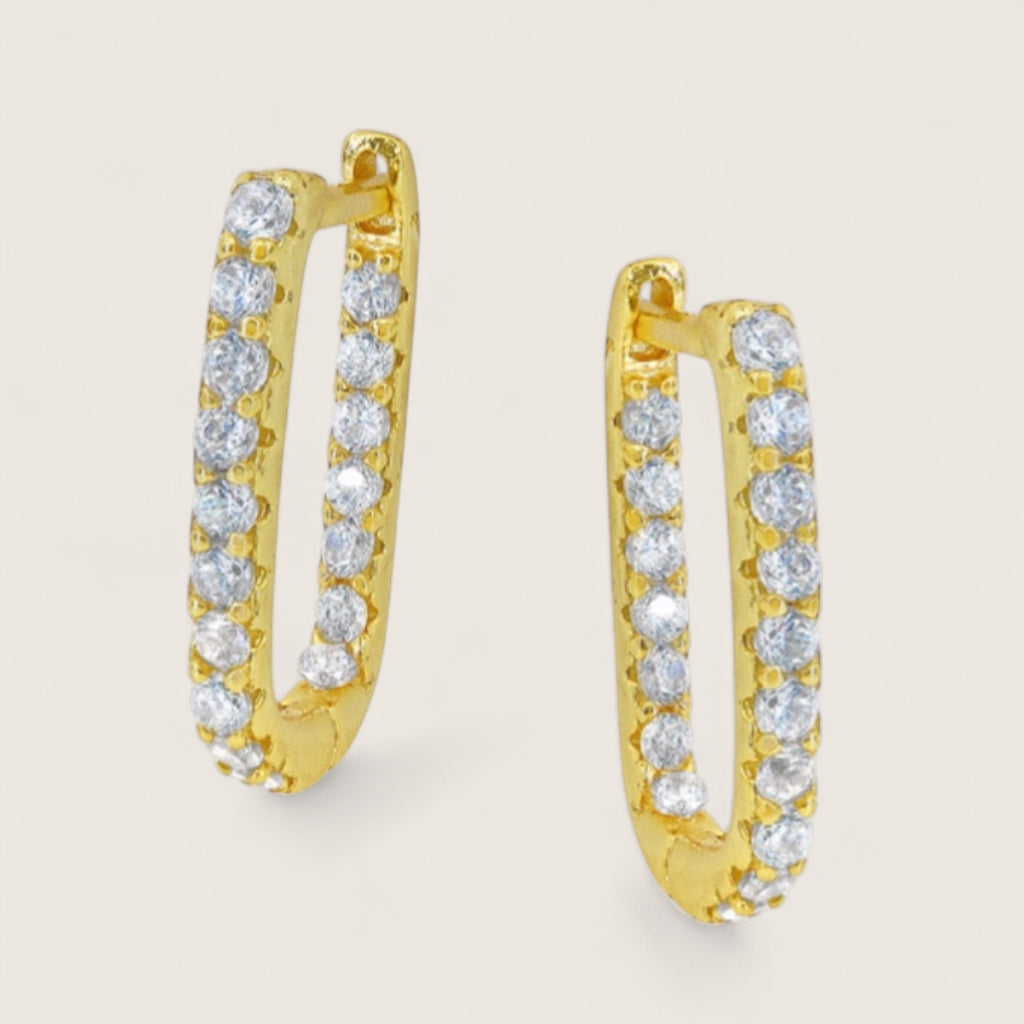 CZ Rectangular Huggie Earrings 1.5mm